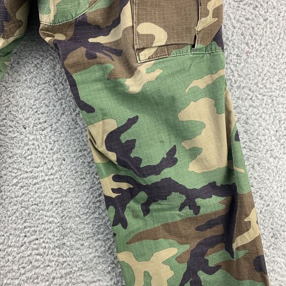 VTG Army Marine Woodland CAMO Cargo Mens Pants Button Fly Size Small Short - Picture 16 of 16